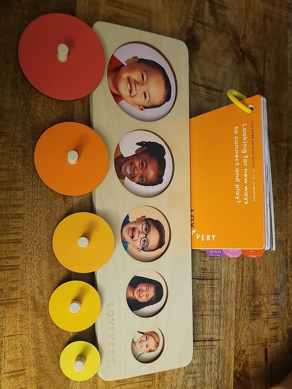 Lovevery Circle of Friends Wooden Puzzle & Babbler Play Guide Montessori Toy
